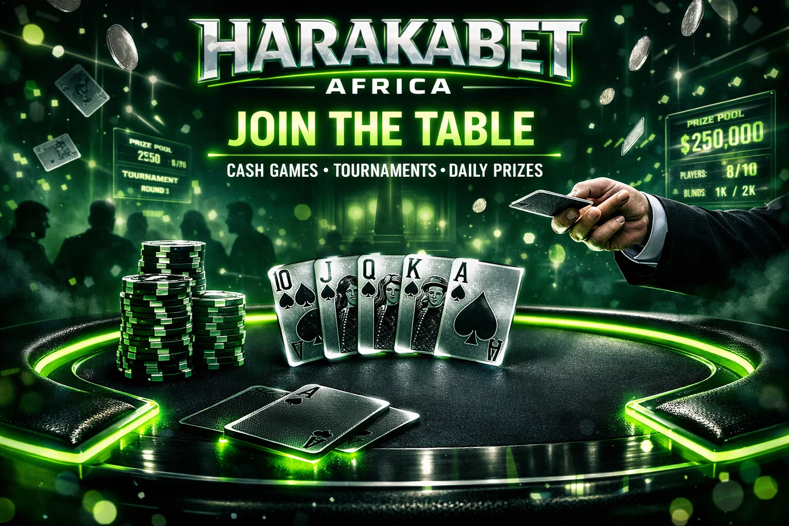 Harakabet poker betting table with real money tournaments across Africa