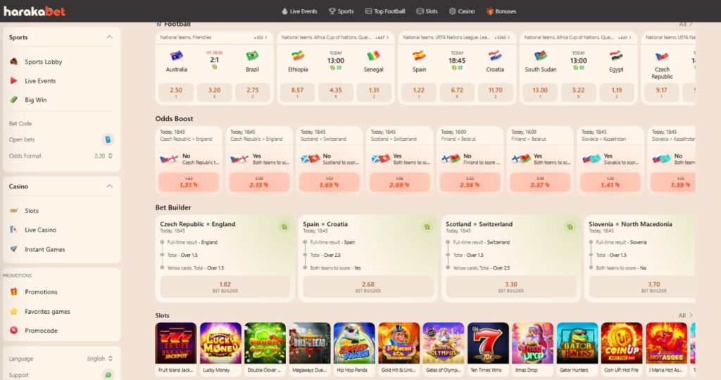 Harakabet Kenya official betting and casino platform
