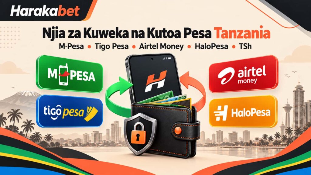 Njia za kuweka na kutoa pesa Harakabet Tanzania kupitia M-Pesa, Tigo Pesa, Airtel Money na HaloPesa