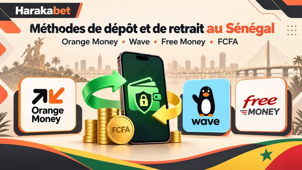 Méthodes de dépôt et de retrait Harakabet Sénégal avec Orange Money, Wave et Free Money